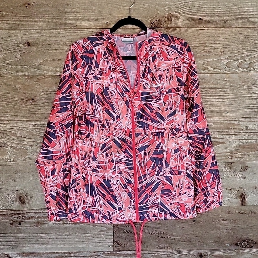 Columbia Size Small Red and Black Flash Forward Printed Windbreaker